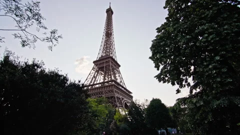Closeup view of Eiffel Tower architecture in Paris France Stock Footage 315300681