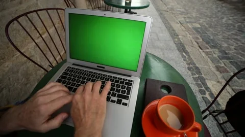 Closeup view of elderly man hands typing text using laptop keyboard with blank 스톡 동영상 163659445