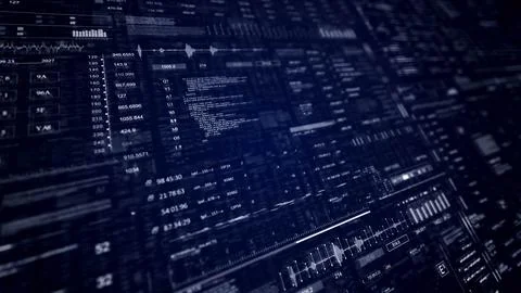 A closeup view of an electric blue computer circuit board in the dark Stock Photos