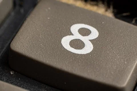 Closeup view of electronic keypad highlighting the number eight button used for Stock Photos