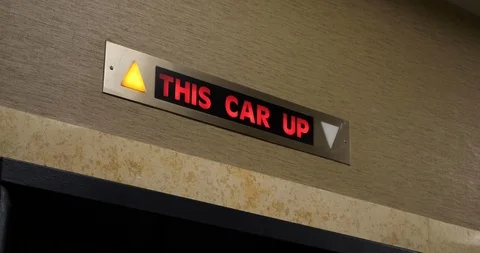 Closeup View of Up Elevator Indicator Sign Stock Footage 122285794