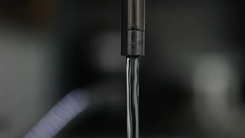 Closeup view of faucet running tap water, running water from sink tap Stock Footage 178987115