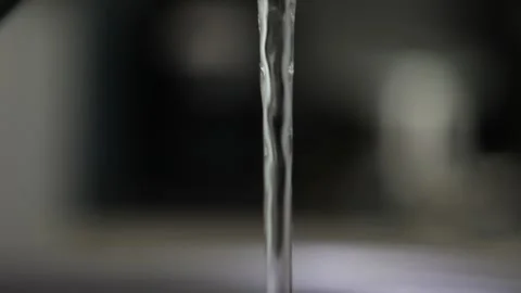 Closeup view of faucet running tap water, running water from sink tap Stock Footage 178987119