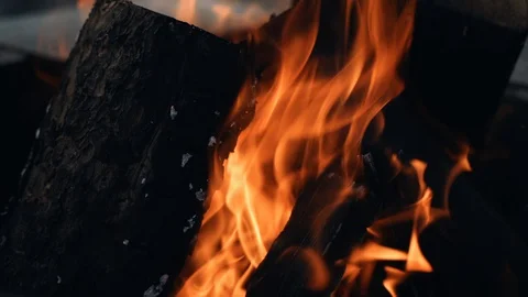 Closeup View Of Fire Flames From Burning Woods At Banff National Park In Stock Footage 128510179