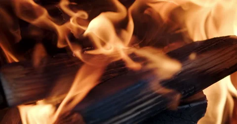 Closeup view of a firewood on fire Stock Footage 157806023