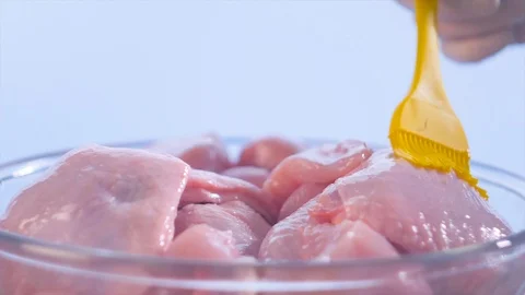 Closeup view of fresh raw uncooked chicken Video stock 128179824