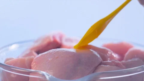 Closeup view of fresh raw uncooked chicken Video stock 128180111