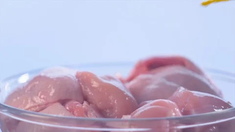Closeup view of fresh raw uncooked chicken Video stock 128180215