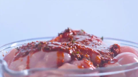 Closeup view of fresh raw uncooked chicken Video stock 128180246