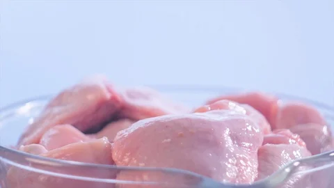 Closeup view of fresh raw uncooked chicken Video stock 128180314