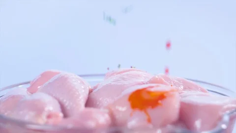 Closeup view of fresh raw uncooked chicken Video stock 128180408