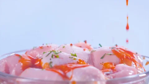 Closeup view of fresh raw uncooked chicken Video stock 128180500