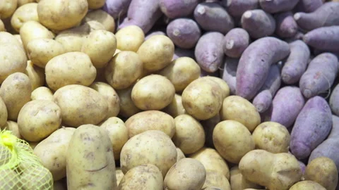 Closeup view of fresh root vegetables in a grocery store Stock Footage 284707323