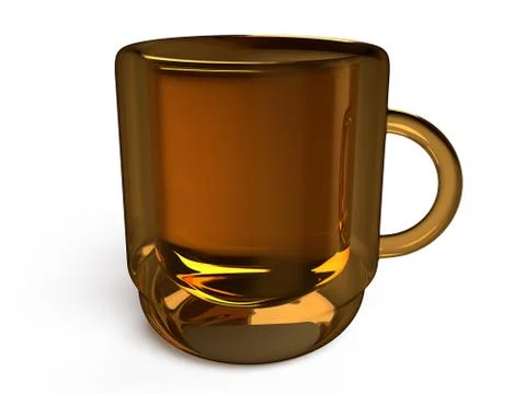 Closeup view of glossy mug on a white background, 3D rendering Stock Illustration