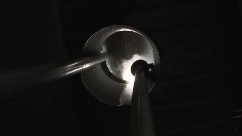 Closeup view gray, innovative equipment of a factory which are eliminating st Stock Footage 132972109