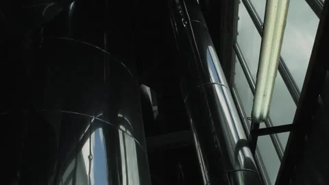 Closeup view gray, new, innovative equipment of a factory. Stock Footage 132971343