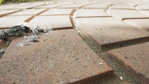 Closeup view of gritty textured bricks in decay. Intimate perspective revealing Stock Footage 341661507