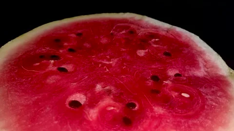 Closeup view Half Watermelon rotating.Fresh juicy fruit .Healthy food Stock Footage 136442724