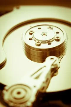 Closeup view of hdd cylinder Stock Photos