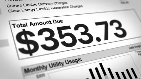 Closeup View of Household Utility Bill Increasing Stock Footage 258134547