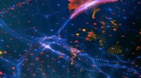 Closeup view of human Artificial Intelligence. Human brain. Nano technology Stock Illustration