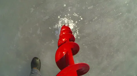 Closeup view of Ice drilling Stock Footage 35689618