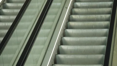 Closeup view of installment of escalators at a metro construction site. Vídeo Stock 299134632