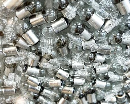 A closeup view of the light electrical light bulb pattern of a LED production Stock Photos