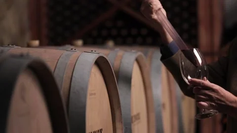 Closeup view of a man pouring wine into his glass. Stock Footage 132969540