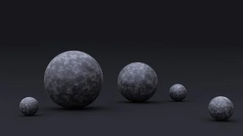 Closeup view of a marble sphere isolated on black background. 3d rendering Stock Illustration