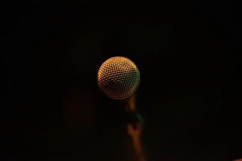 Closeup view microphone with dramatic light Stock Photos