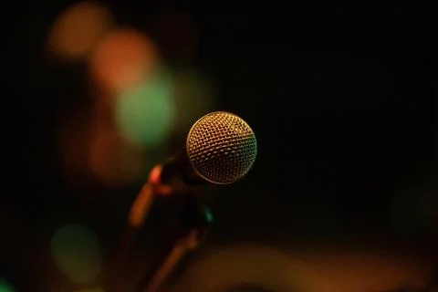 Closeup view microphone with dramatic light Stock Photos