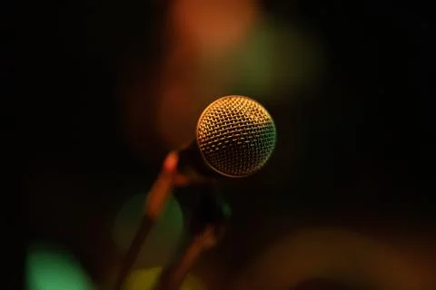 Closeup view microphone with dramatic light Stock Photos
