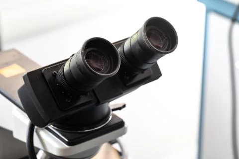 Closeup view of a microscope inside a laboratory 스톡 사진