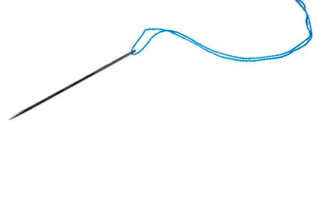 Closeup View of a Needle and Thread Stock Photos