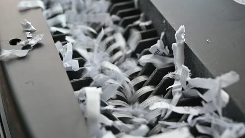 Closeup view of office paper shredder teeth Stock Footage 138667178