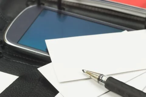 Closeup view of open manager diary Stock Photos