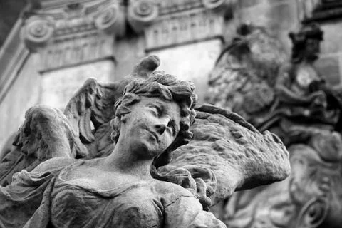 Closeup view of the original Baroque sculpture Stock Photos