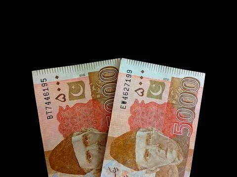 Closeup View of Pakistani Currency - Pakistani Rupees. 5000,1000,500,100 Rupees Foto stock