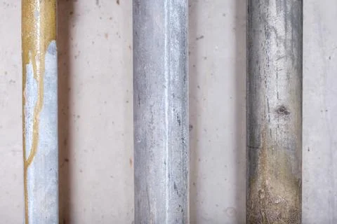 This is a closeup view of a pipe that has a broken elbow joint Stock Photos