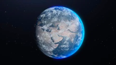 Closeup view of planet earth among the stars. Astrophysics theme 3d render Stock Illustration