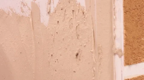 Closeup view of plastering work Stock Footage 46636000