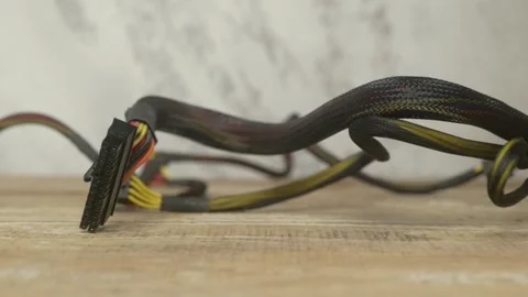Closeup view of the Power Supply Cables specifically designed for various Stock Footage 286824489