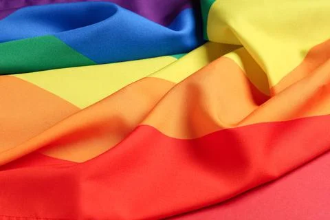 Closeup view of rainbow flag as background. LGBT concept Stock Photos