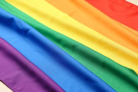 Closeup view of rainbow flag as background. LGBT concept Stock Photos