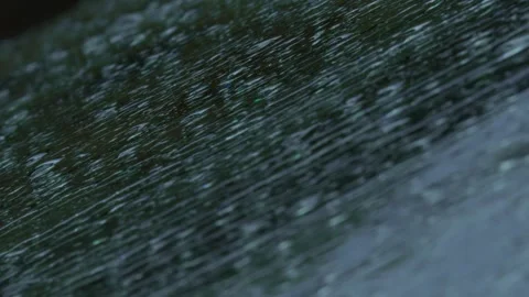 A CloseUp View of Raindrops on a Surface Capturing Natural Beauty and Fluid Stock Footage 309334376