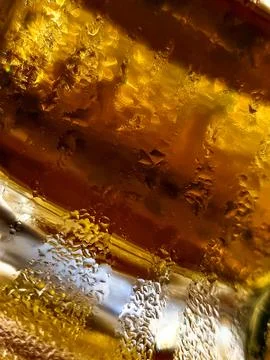 Closeup view of a Refreshing Beverage featuring Condensation on the Glass Stock Photos