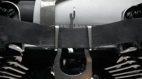 Closeup view on ribbon batwing typewriter. Writing text "My Dear Lovely" Stock Footage 89316049