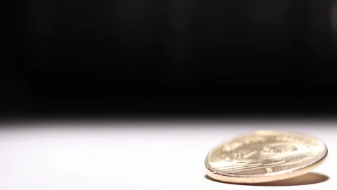 Closeup view of rotating five indian rupee coin. Stock Footage 296429177