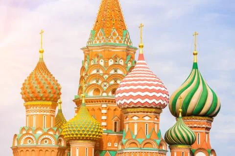 Closeup view of Saint Basil's Cathedral Stock Photos